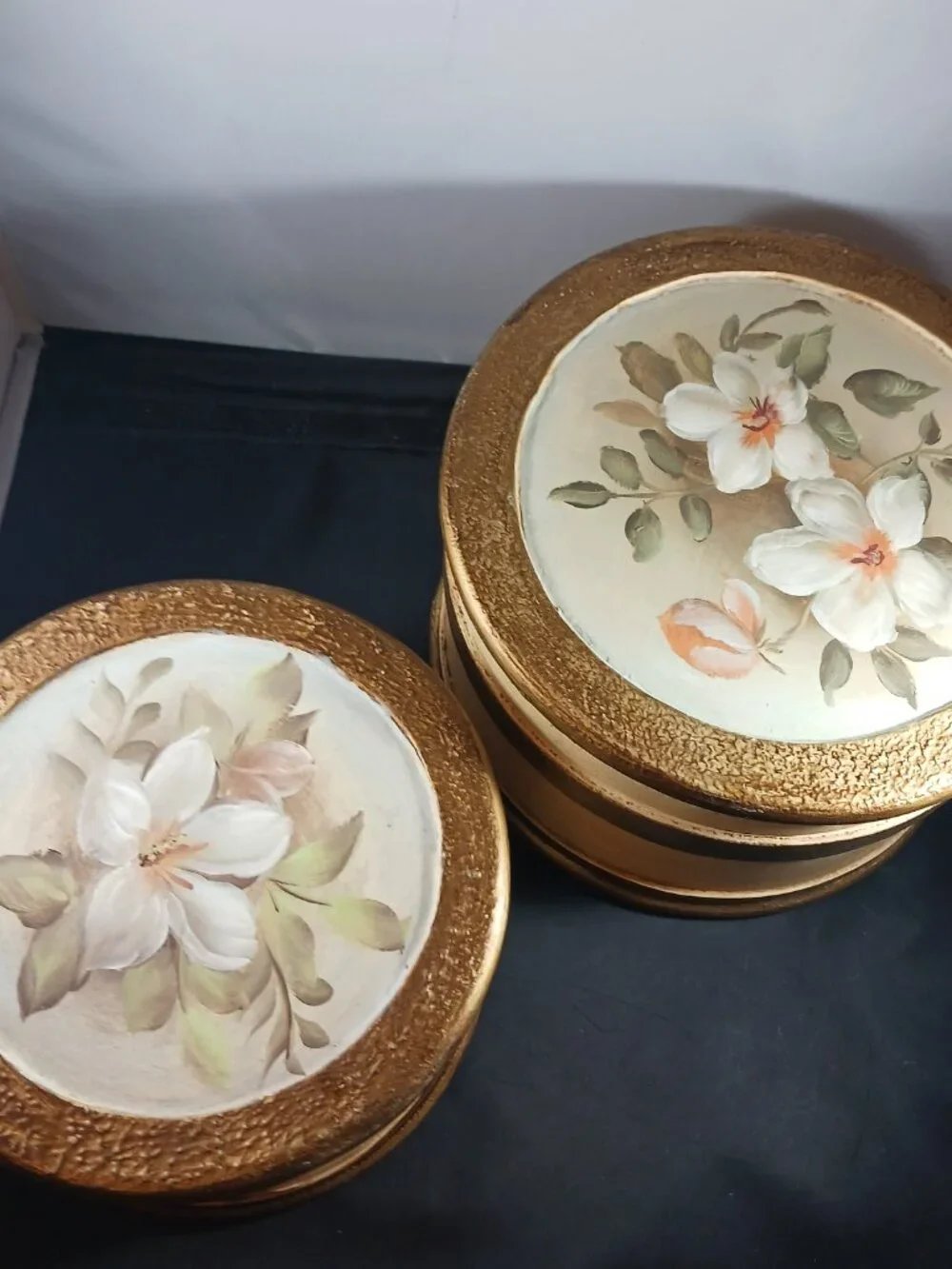 Vintage set of 2 Hand Painted Florentine Style Nesting (Stacking) Boxes